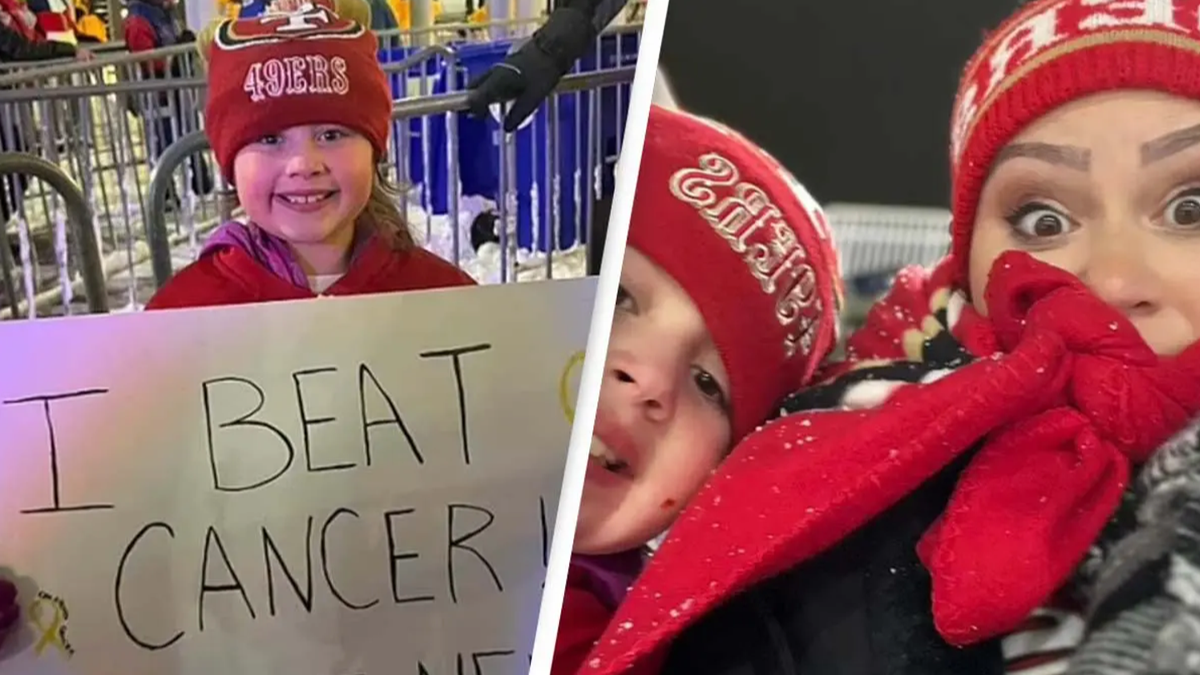 Drunk NFL fans push girl with ‘I beat cancer’ sign down stairs